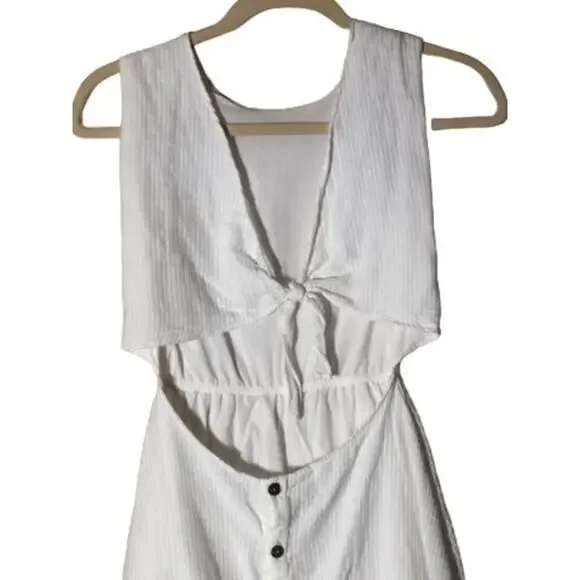 159. Peixoto Boho Sofi Dress Coconut Stripe Cutout Mini Dress SZ M White Lace - Picture 5 of 10